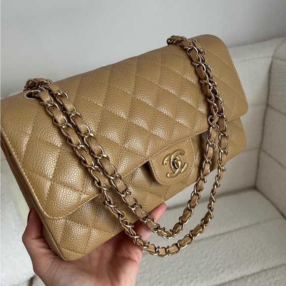 Chanel Classic Double Flap bag Medium Dark Beige - Picture 1 of 16